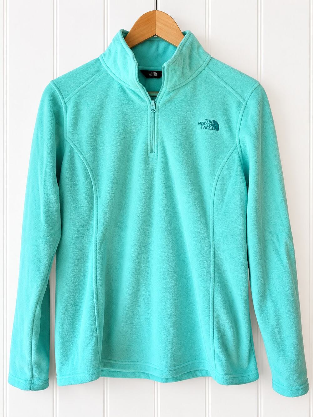 The North Face Womens Large Green Fleece 1/4 Zip Pullover Outdoor Hiking